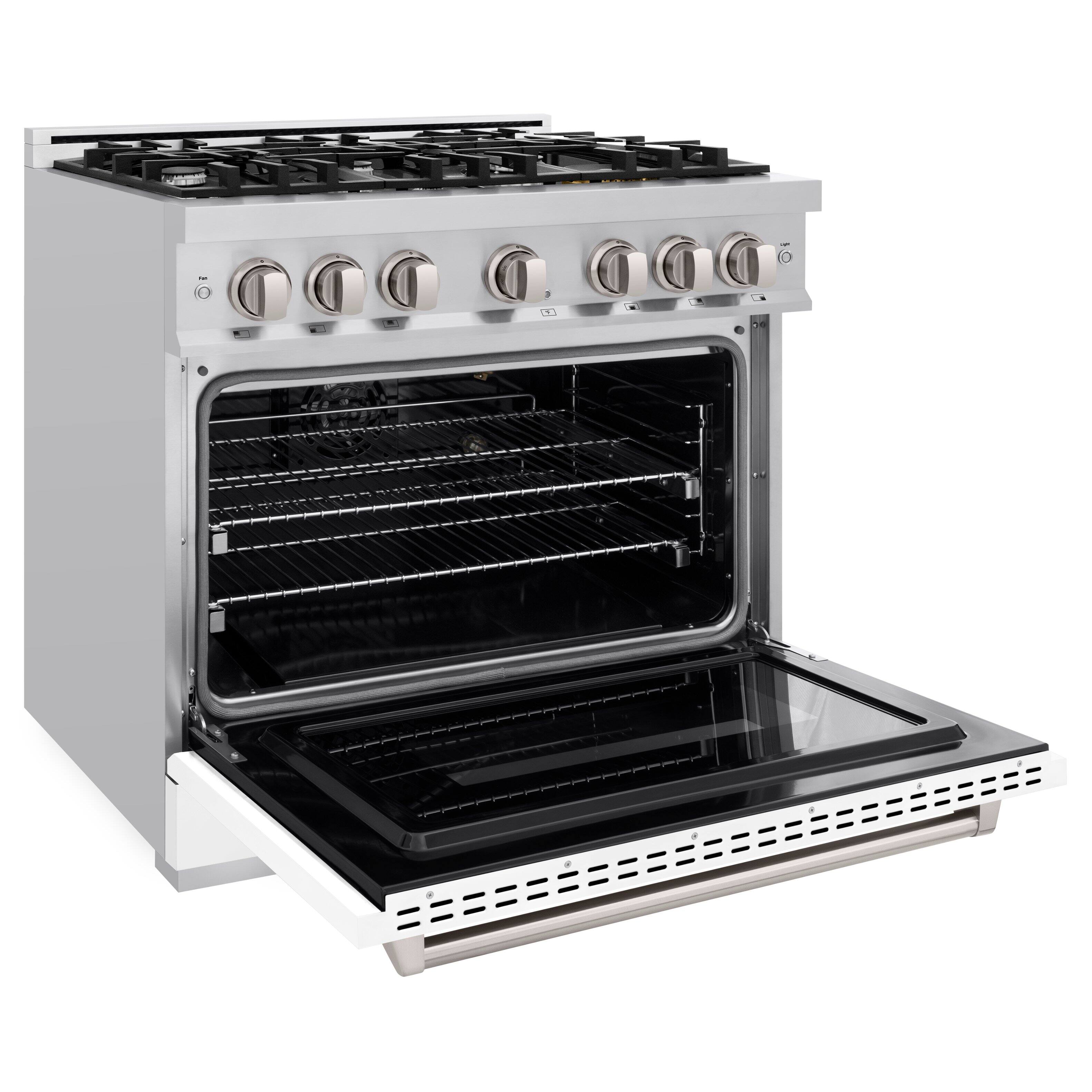 The image shows a stainless steel oven with a black door and a glass window. The oven has a silver handle and a silver knob. The oven is empty, with no food or cookware inside. The oven is a gas oven, as indicated by the presence of a gas stove top. The oven is designed to be installed in a kitchen, providing a convenient and efficient cooking space for homeowners.