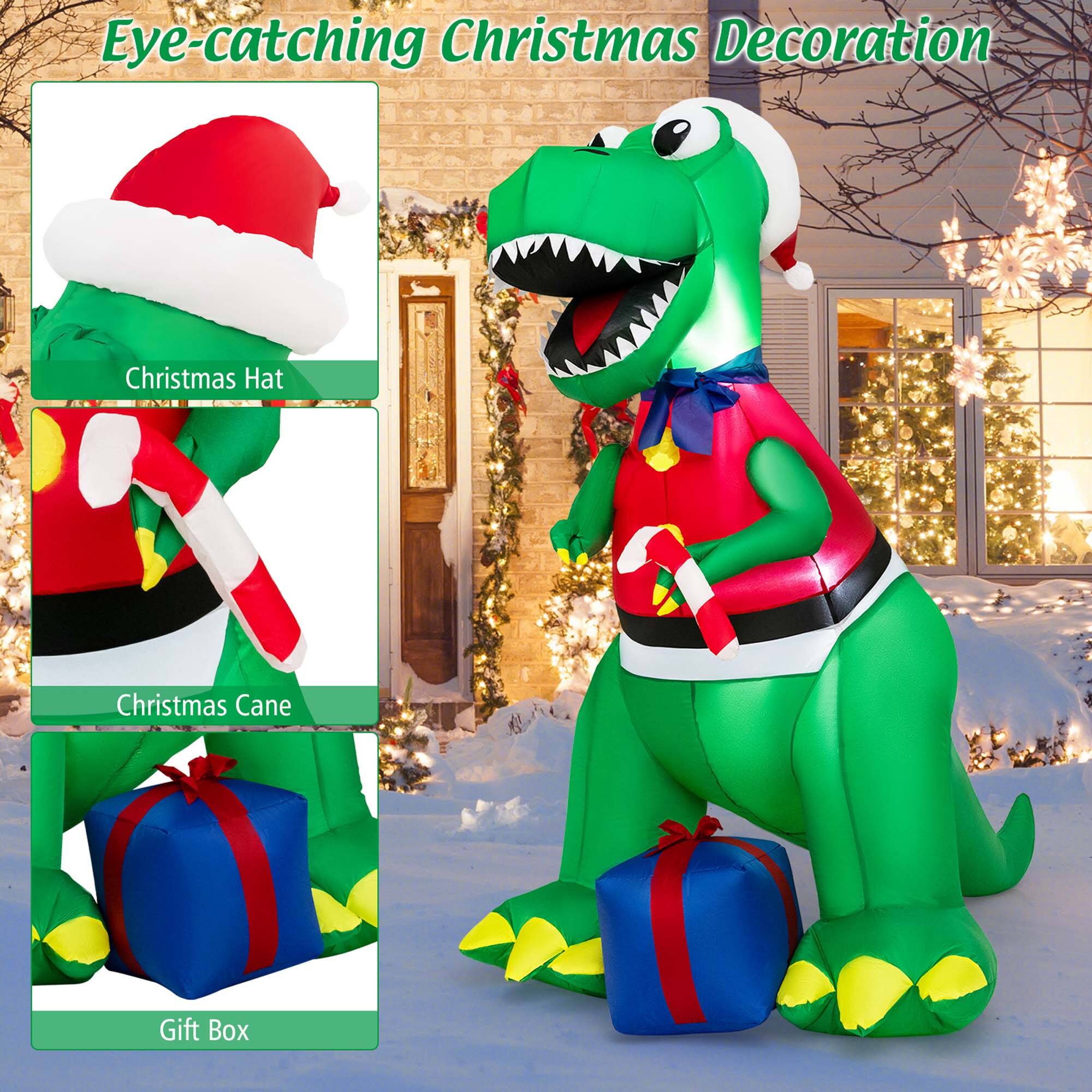 Costway 6FT Inflatable Christmas Dinosaur Dinosaur Decoration with LED