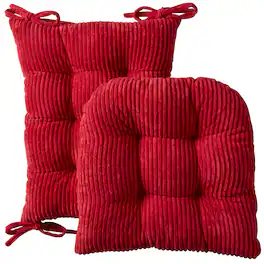 Sweet Home Collection - Velvet Rocking Chair Cushion 2 Piece Tufted Non Slip Set of Upper and Lower Cushions - Red