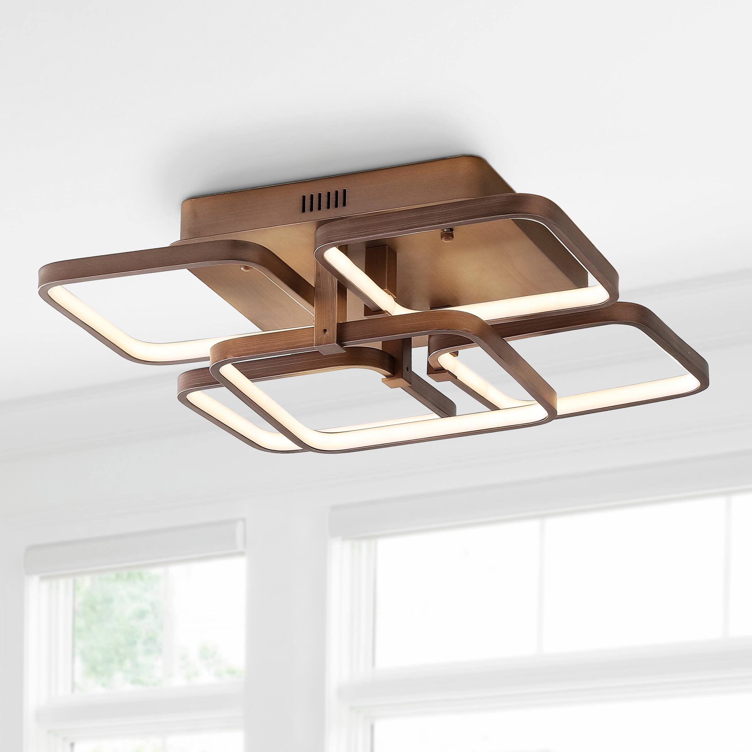 Alt View 1. Jonathan Y - Sebastian 17.5" Integrated LED Metal Flush Mount Ceiling Light, Coffee - Coffee.