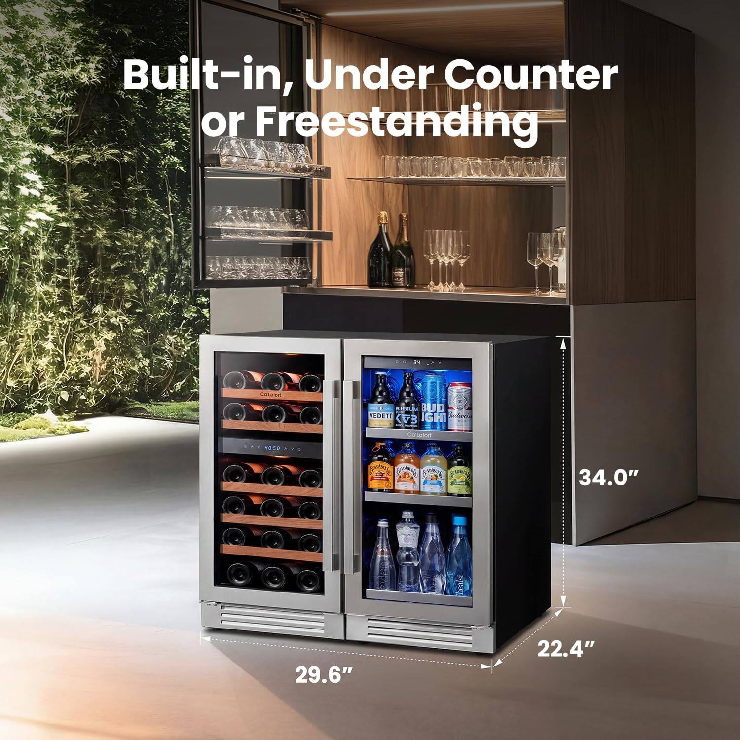 Built-in, Under Counter or Freestanding  
34.0" x 29.6" x 22.4"