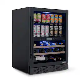 NewAir - 24" Dual Zone Wine and Beverage Fridge - 100 Can & 24 Bottle Capacity, Freestanding Built-In Design - Black