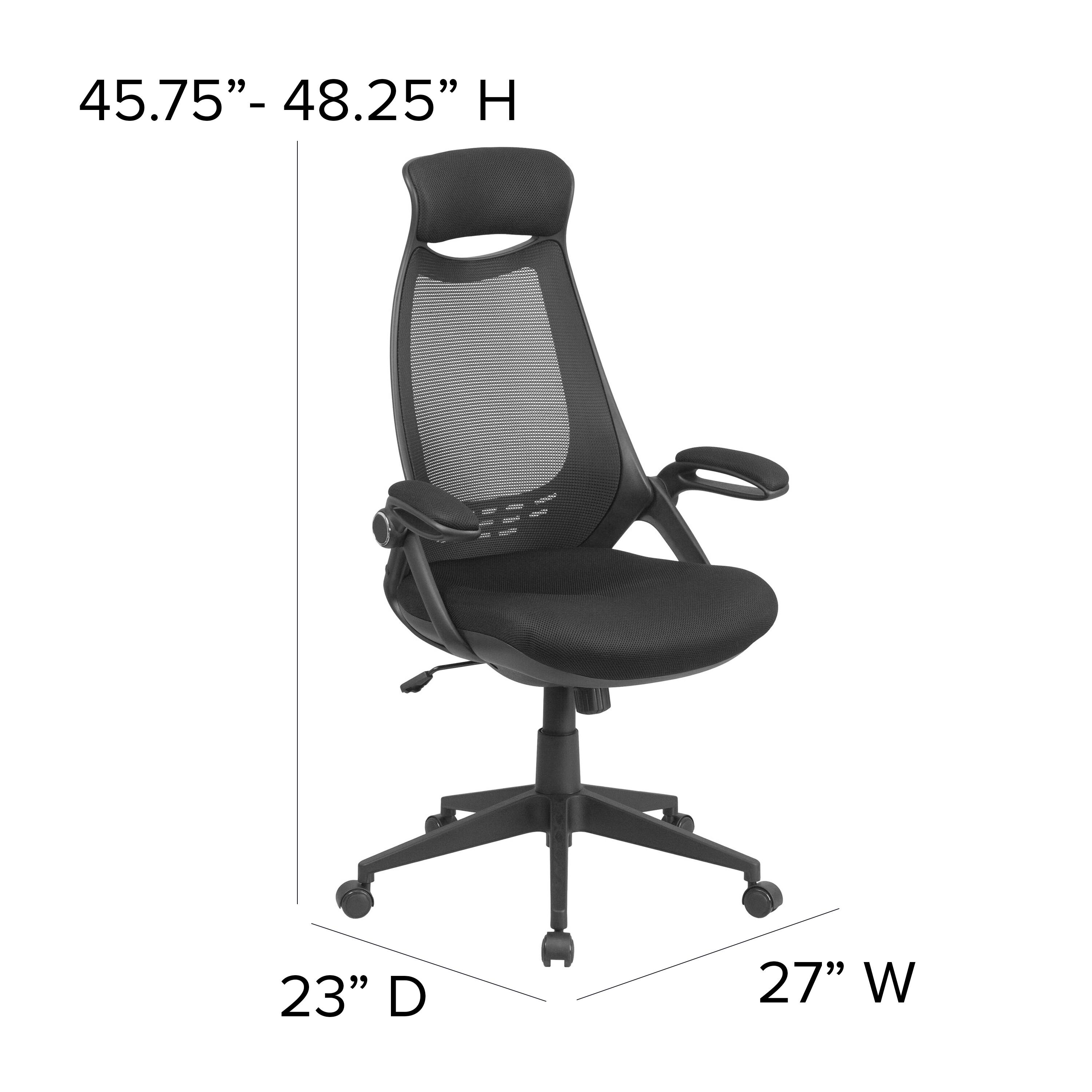45.75" - 48.25" H  
23" D  
27" W