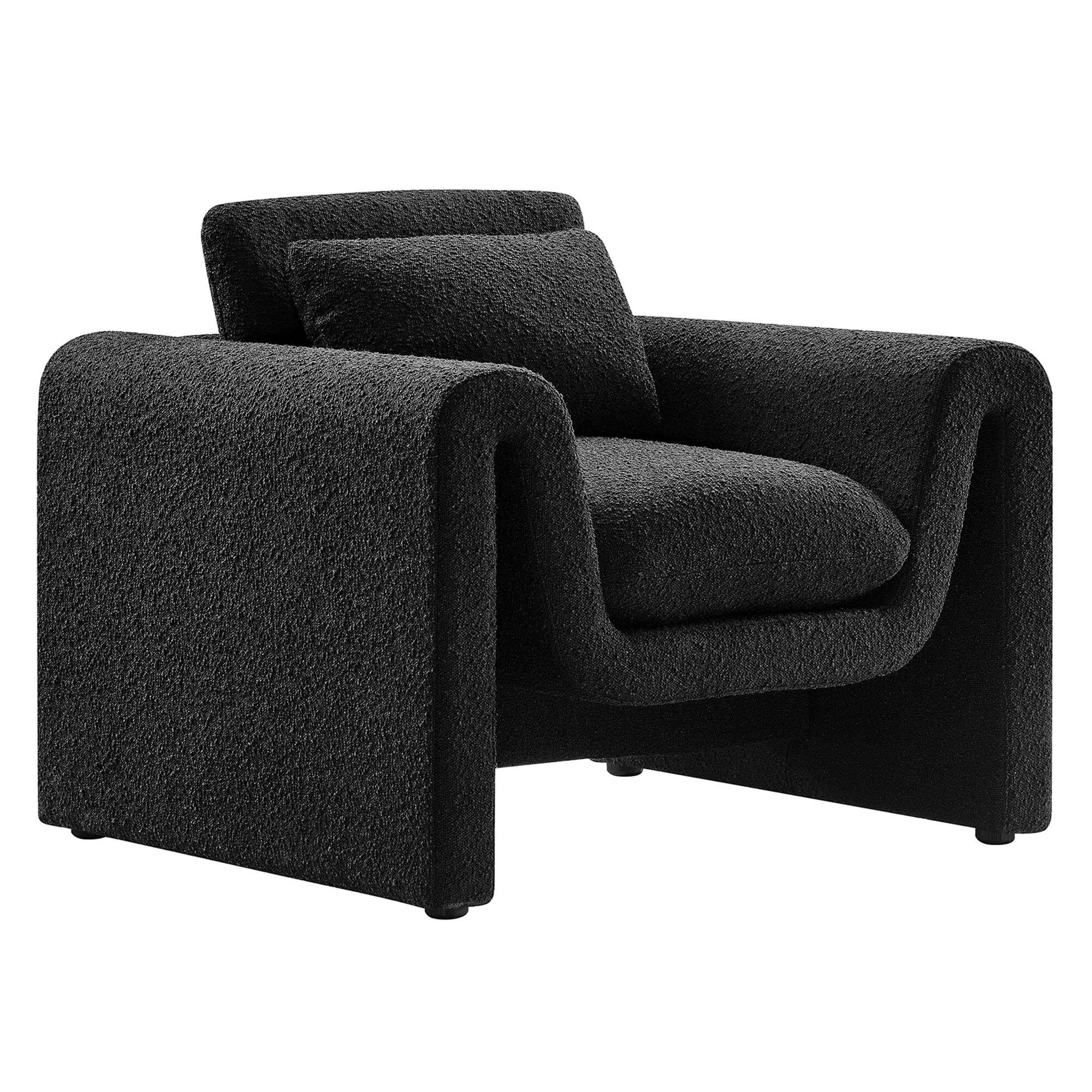 Front. Modway - Waverly Boucle Upholstered Armchair by Modway - Black.