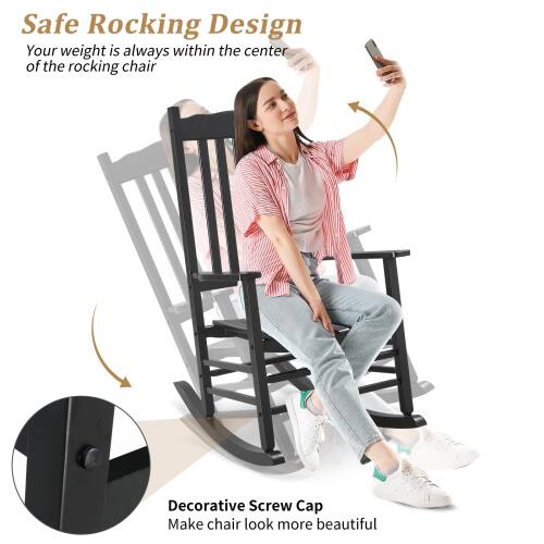 **Safe Rocking Design**  
Your weight is always within the center of the rocking chair

**Decorative Screw Cap**  
Make chair look more beautiful