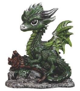 FC Design - 4.25"H Dragon Sitting on Trunk Figurine Statue Computer Desk Tabletop Medieval Gaming Home Decor Gift - Multi-Color
