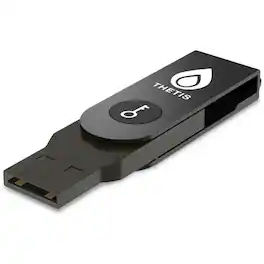 THETIS - FIDO2 Security Key – Passwordless 2FA USB-A, FIDO2/U2F for Windows/Chrome/Linux, Foldable Aluminum, Portable - Black