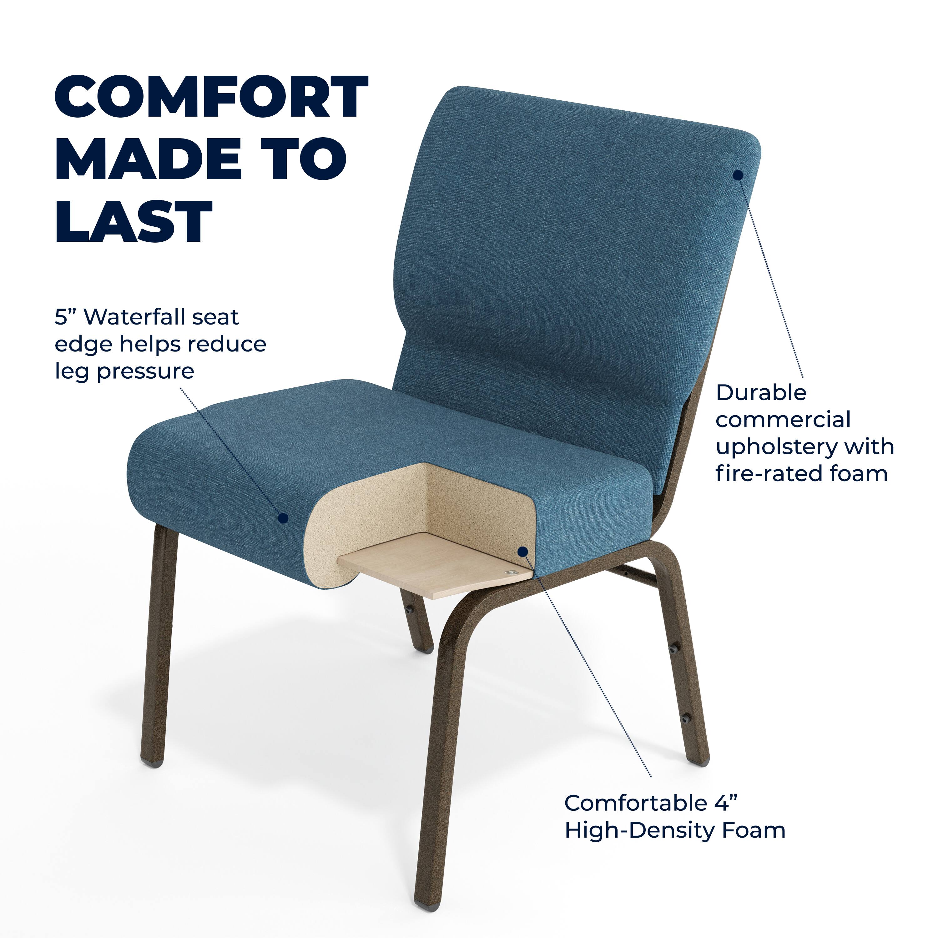 COMFORT MADE TO LAST

5" Waterfall seat edge helps reduce leg pressure

Durable commercial upholstery with fire-rated foam

Comfortable 4" High-Density Foam