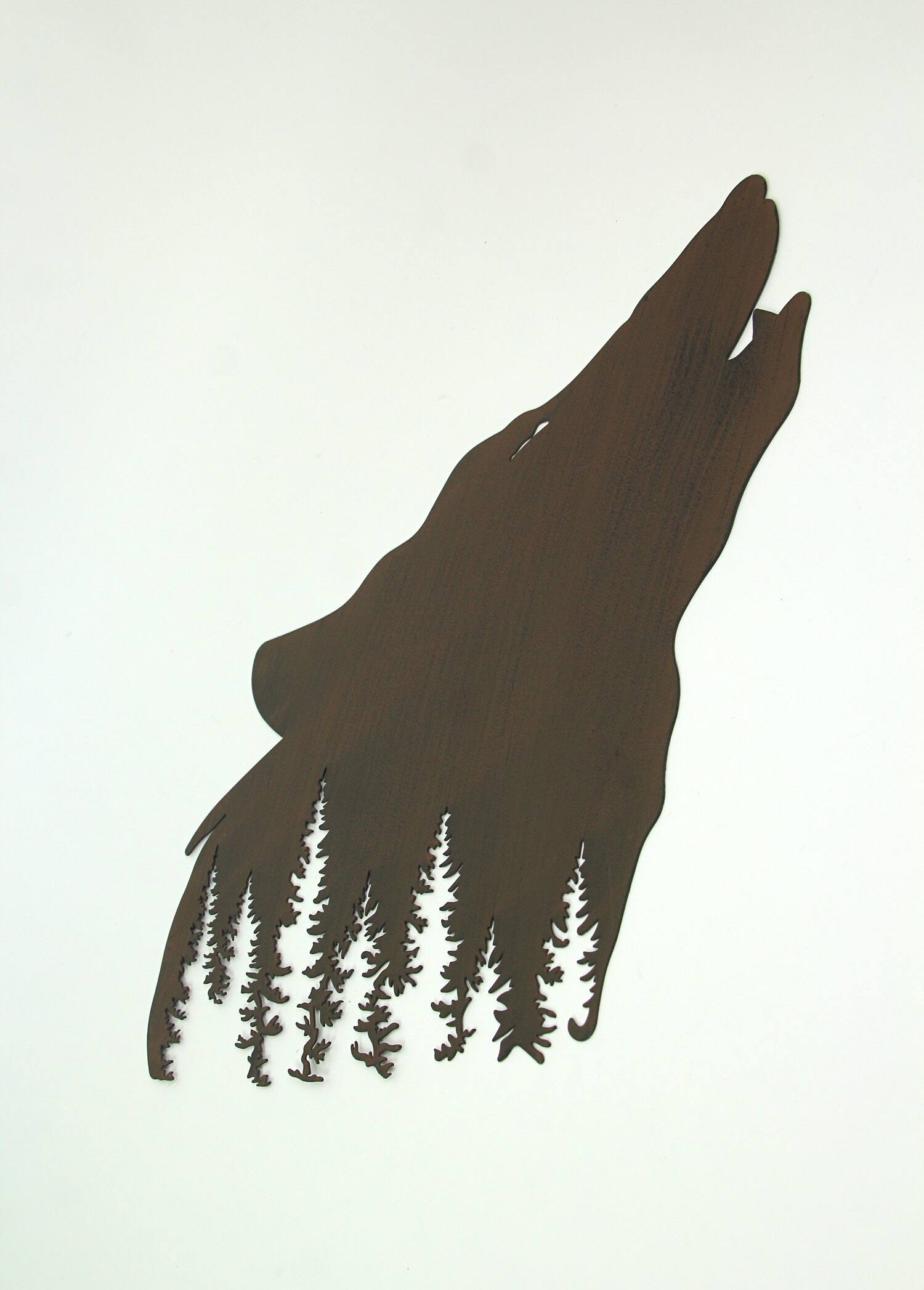 Alt View 1. Mayrich Company - Brown Wolf Laser Cut Metal Wall Art Hanging Forest Room Decor Lodge Decoration - Brown.