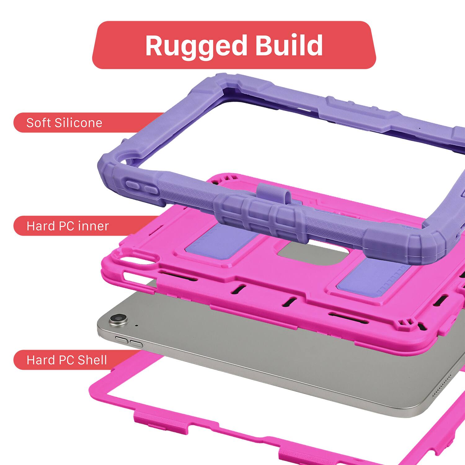 Rugged Build

- Soft Silicone
- Hard PC inner
- Hard PC Shell