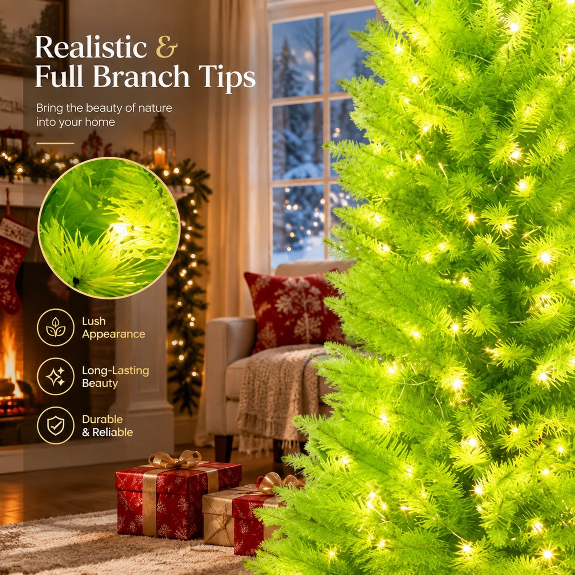 Realistic & Full Branch Tips  
Bring the beauty of nature into your home  

Lush Appearance  
Long-Lasting Beauty  
Durable & Reliable