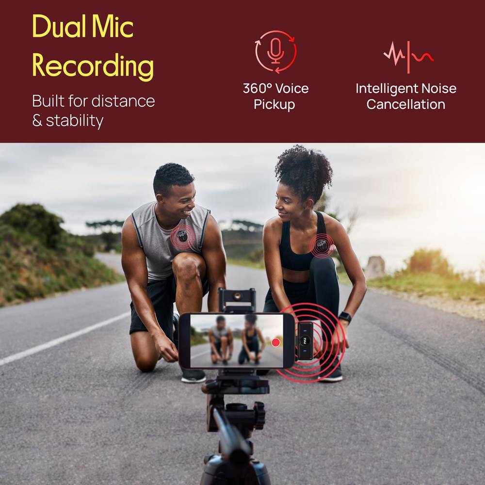 Dual Mic Recording  
Built for distance & stability  

360° Voice Pickup  
Intelligent Noise Cancellation
