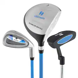 Costway - Junior Golf Club Set for Children Includes 165CC #3 Fairway Wood & #7 Iron - Blue