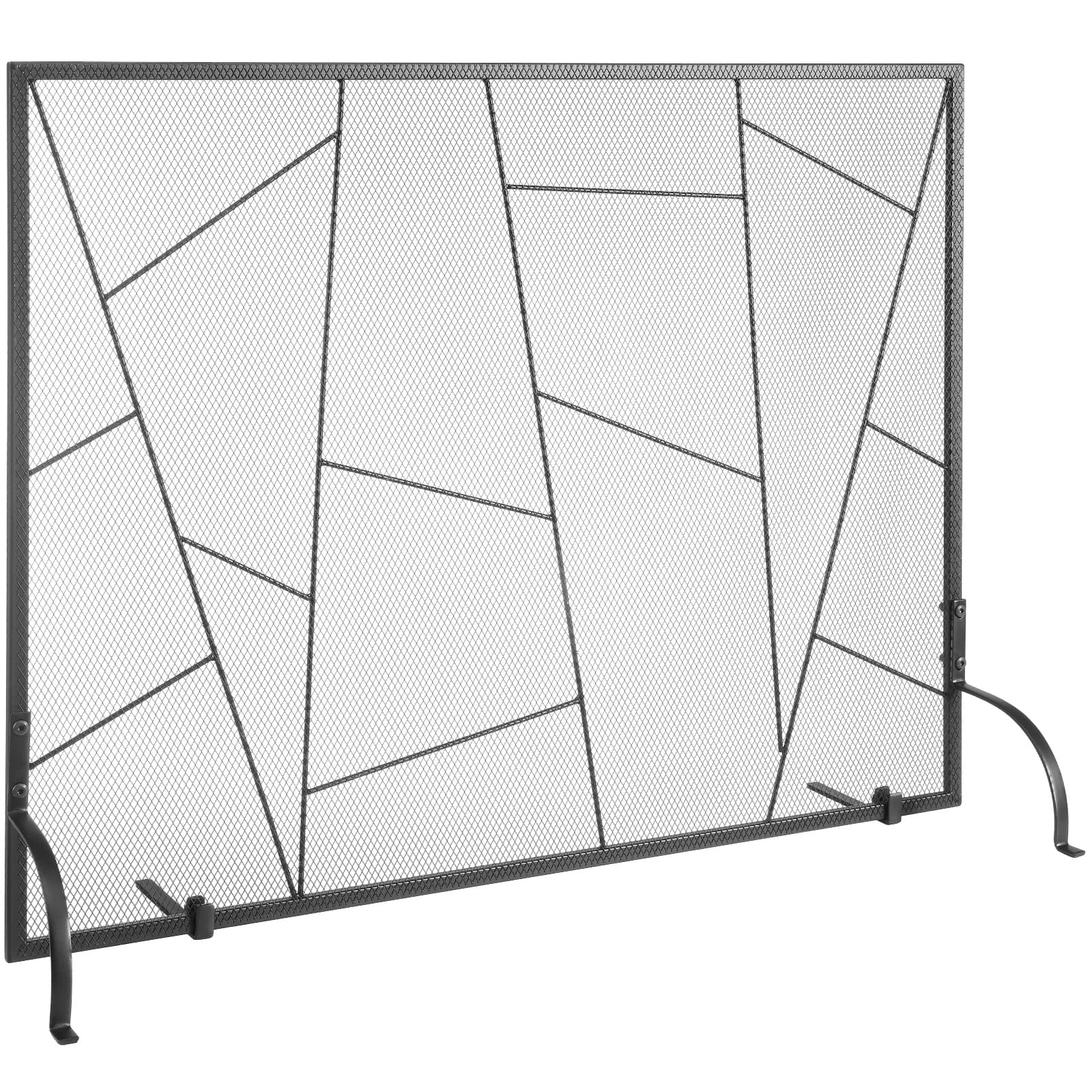 VEVOR - Fireplace Screen Single Panel, Sturdy Iron Mesh Fireplace Screen, 35.6"(L) x28.4"(H) Spark Guard Cover - Black
