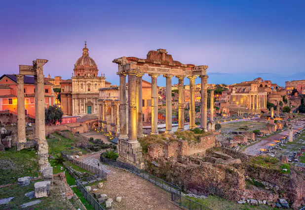 Front. Castorland - CASTORLAND 1000 Piece Jigsaw Puzzles, The Roman Forum, Rome, Italy, Ancient building, historical, C-105304-2 - Red.