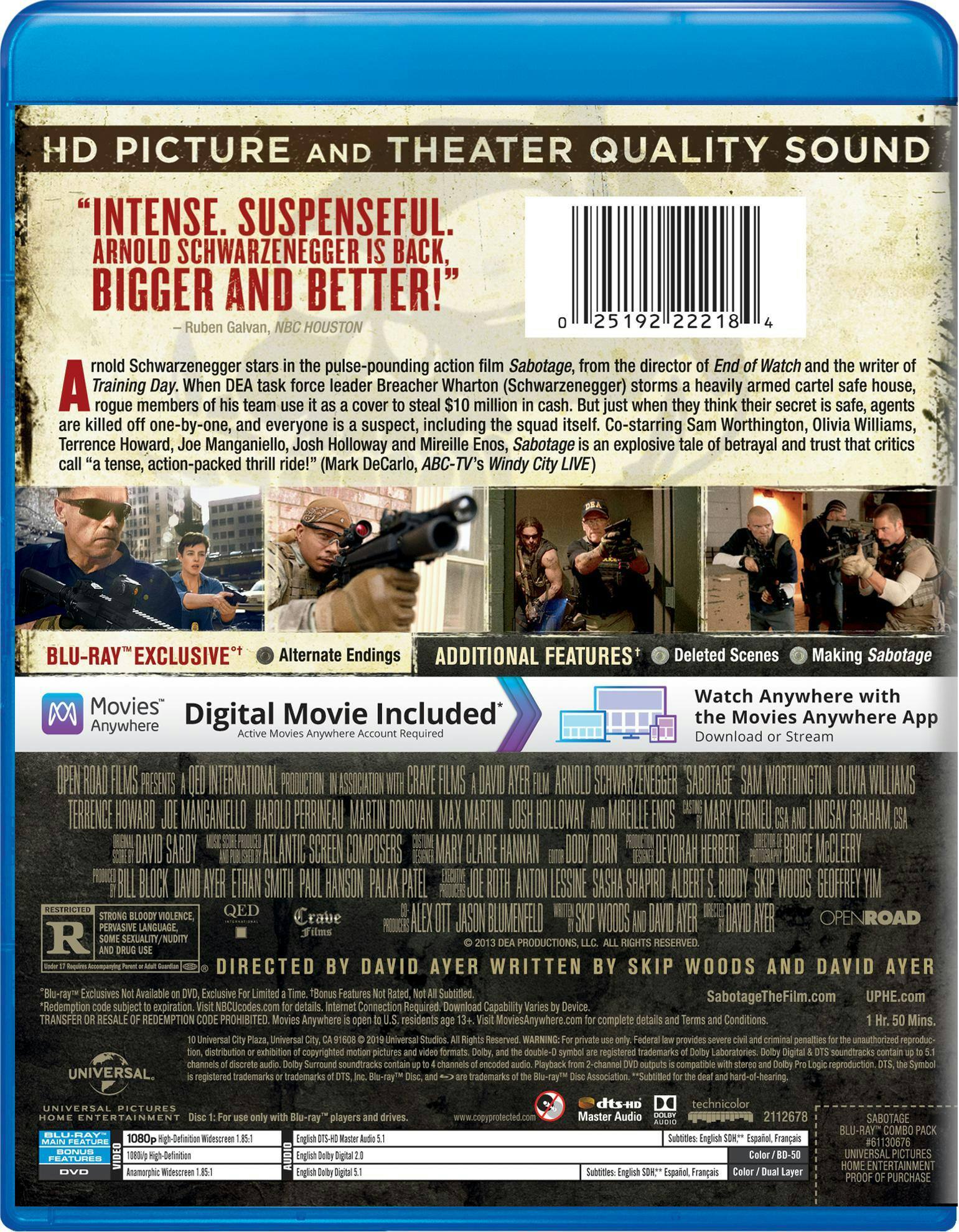 Back. Sabotage (DVD + Digital + Ultraviolet) [Blu-ray].