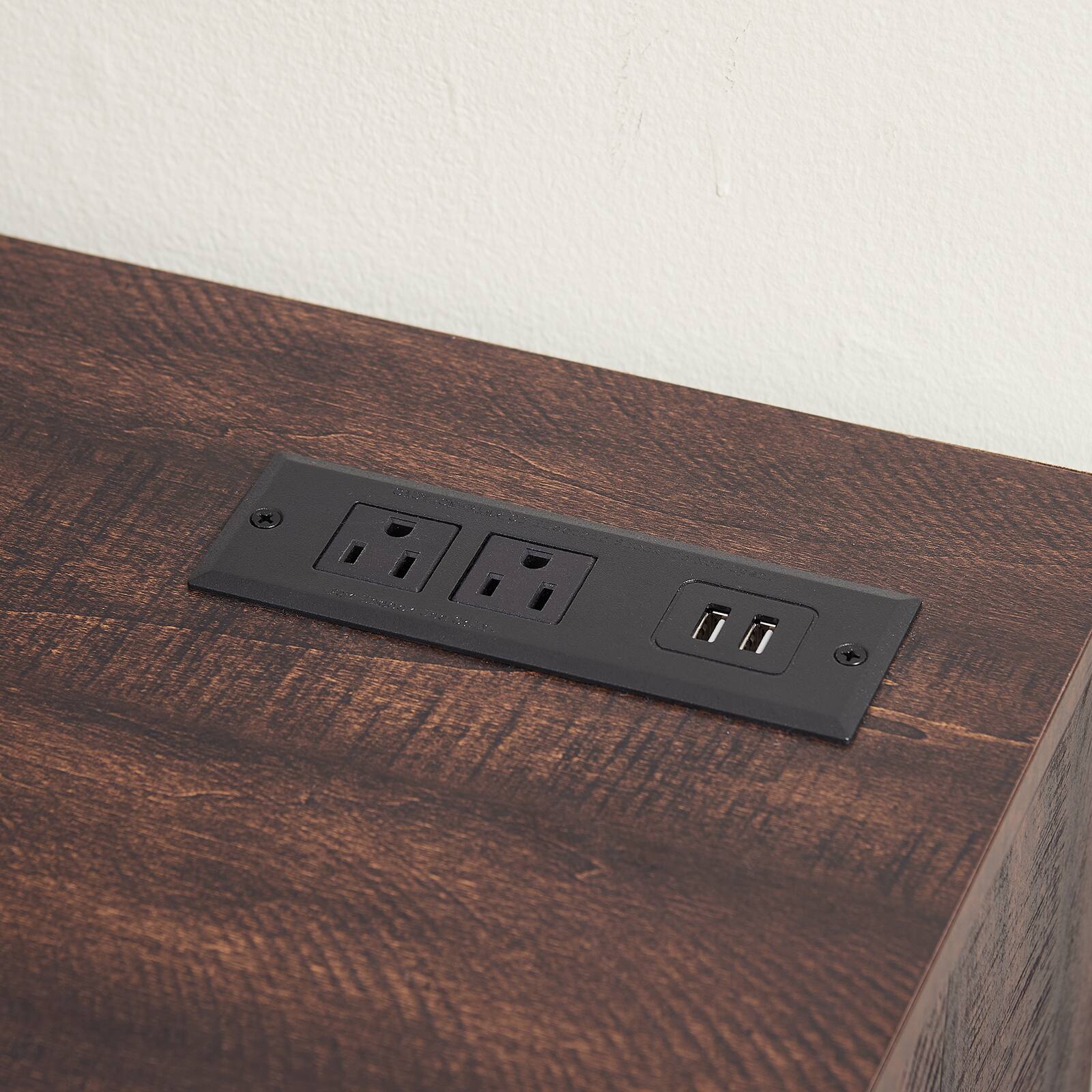 Alt View 8. Chateau Abodes - 58" Fireplace TV Stand with 18" Electric Fireplace, USB Port & Glass Console for TVs up to 65" - Espresso.