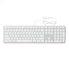 Front. Satechi - Slim LX3 Wired Keyboard - Full-Size, Cross-Platform OS Switching, USB-C or USB-A Connectivity, for Mac & PC Setups - Silver.