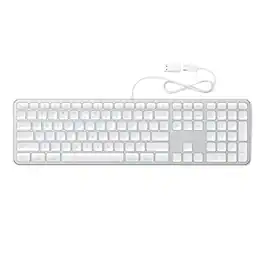 Satechi - Slim LX3 Wired Keyboard - Full-Size, Cross-Platform OS Switching, USB-C or USB-A Connectivity, for Mac & PC Setups - Silver
