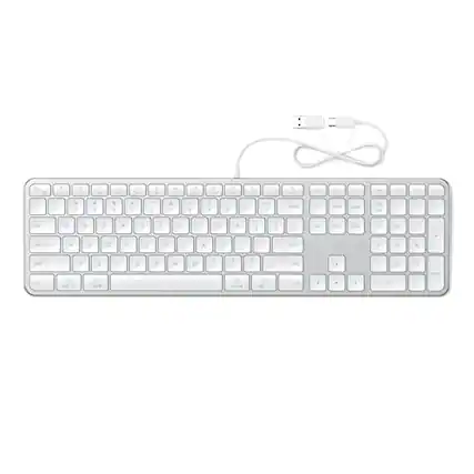 Front. Satechi - Slim LX3 Wired Keyboard - Full-Size, Cross-Platform OS Switching, USB-C or USB-A Connectivity, for Mac & PC Setups - Silver.