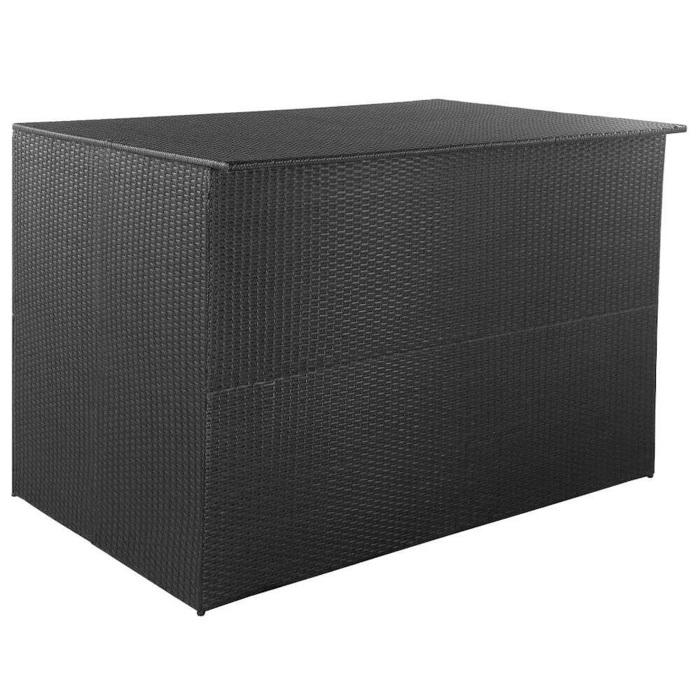 Angle. vidaXL - vidaXL Outdoor Storage Box Black PE Rattan, Powder-Coated Steel - Black.