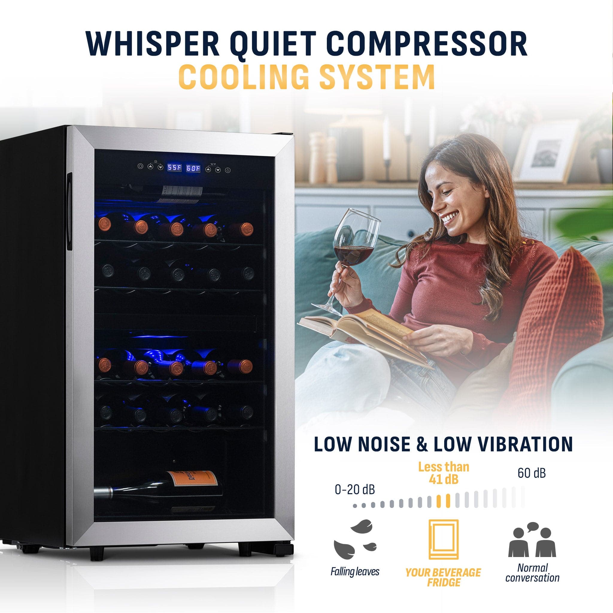NewAir Freestanding 28 Bottle Dual Zone Compressor Wine Fridge