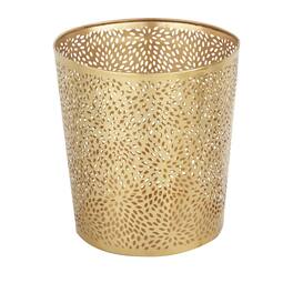 Hivvago - 1.3 Gallon Round Perforated Metal Waste Basket Trash Can - Copper Gold