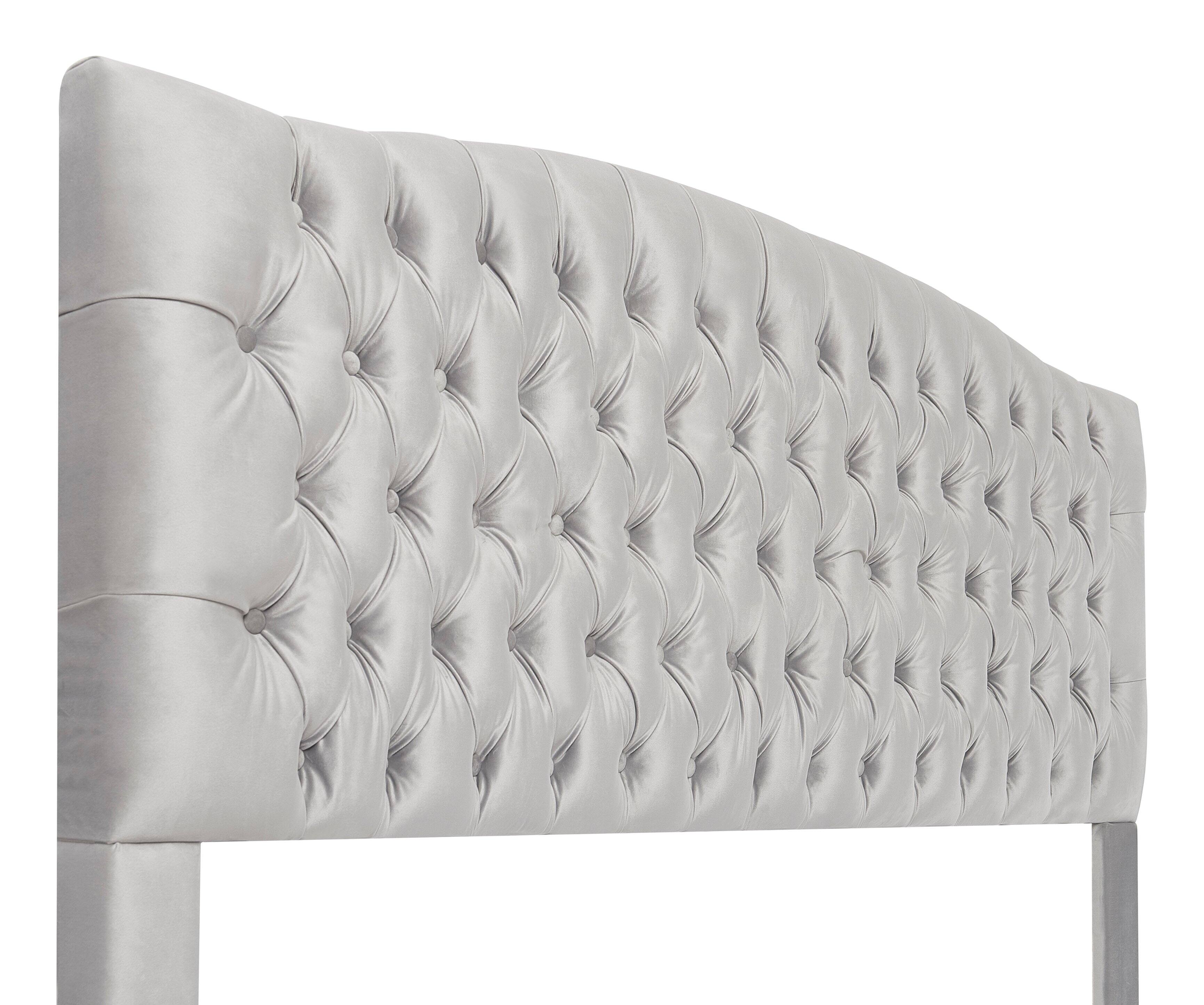 Back. Elle Decor - Elle Decor Celeste King Size Headboard, Pearl Grey Velvet - Pearl Gray.