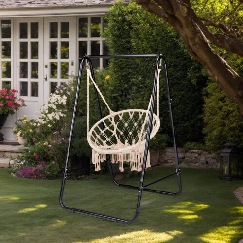 Alt View 7. Winado - Hammock Chair Stand Only, A-Shaped Universal Multi-Use Steel Hanging Chair Stand Heavy-Duty with Hook for Indoor Outdoor - Black.