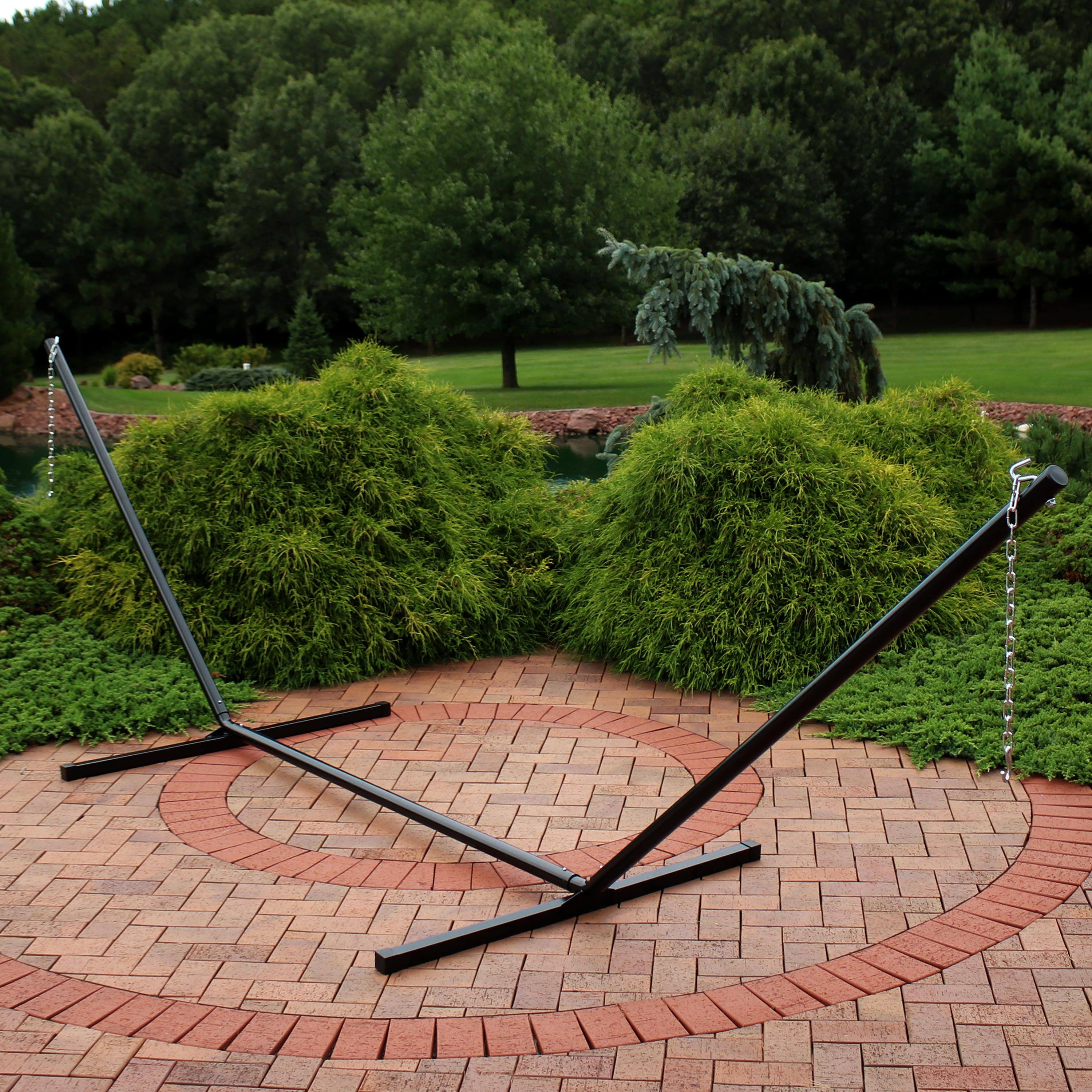 Alt View 1. Sunnydaze - Powder-Coated Steel Beam Construction Hammock Stand - 15 ft - Black.