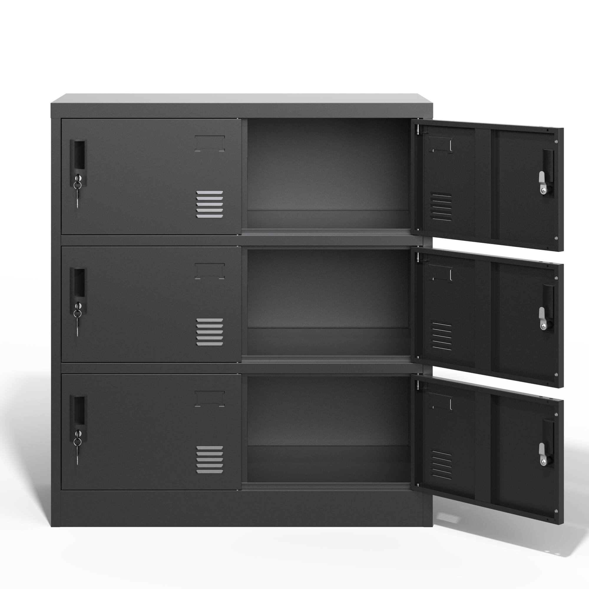 Alt View 4. GOODSILO - Six-Door Metal Storage Locker with Individual Locks for Office, Gym, and School Use - Secure Organization Solution - Black.
