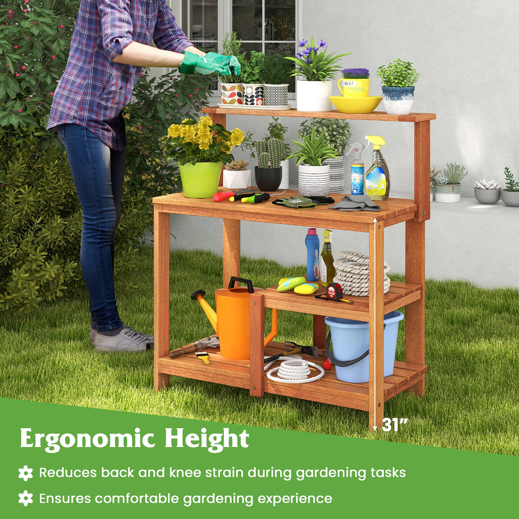 Ergonomic Height

- Reduces back and knee strain during gardening tasks
- Ensures comfortable gardening experience