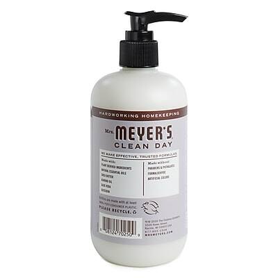 HARDWORKING HOMEKEEPING  
Mrs. MEYER'S  
CLEAN DAY  

MAKE EFFECTIVE, TRUSTED FORMULAS  

Made with essential oils  
Plant-based  
Biodegradable  
Cruelty-free  

PLEASE RECYCLE  

G 4124 70250 9