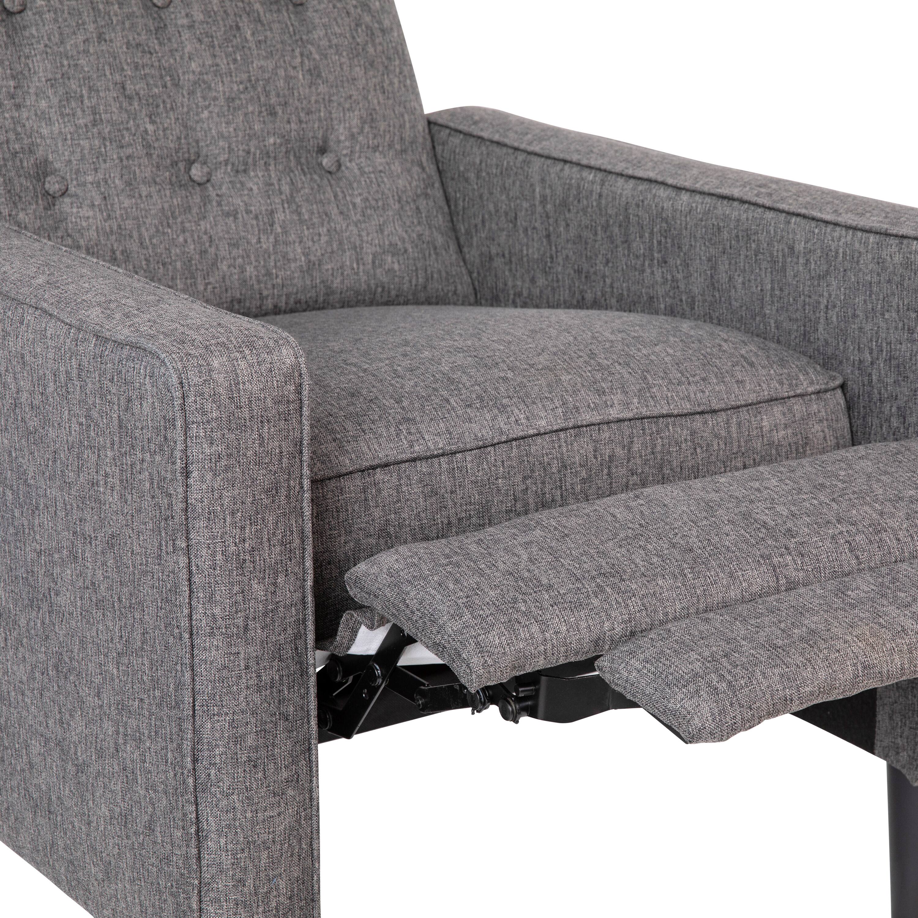 Alt View 10. Emma + Oliver - Jules Mid-Century Modern Button Tufted Upholstered Easy Pushback Recliner with Wooden Legs - Gray.