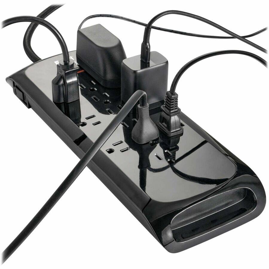 Alt View 2. Tripp Lite - Tripp Lite series Protect It! TLP128DB 12-Outlets Surge Suppressor/Protector - Household Electronic, Computer, Printer - Black.