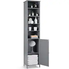 Ecooso - 72 Inch Tall Floor Storage Cabinet with Adjustable Shelves for Bathroom or Laundry - Gray