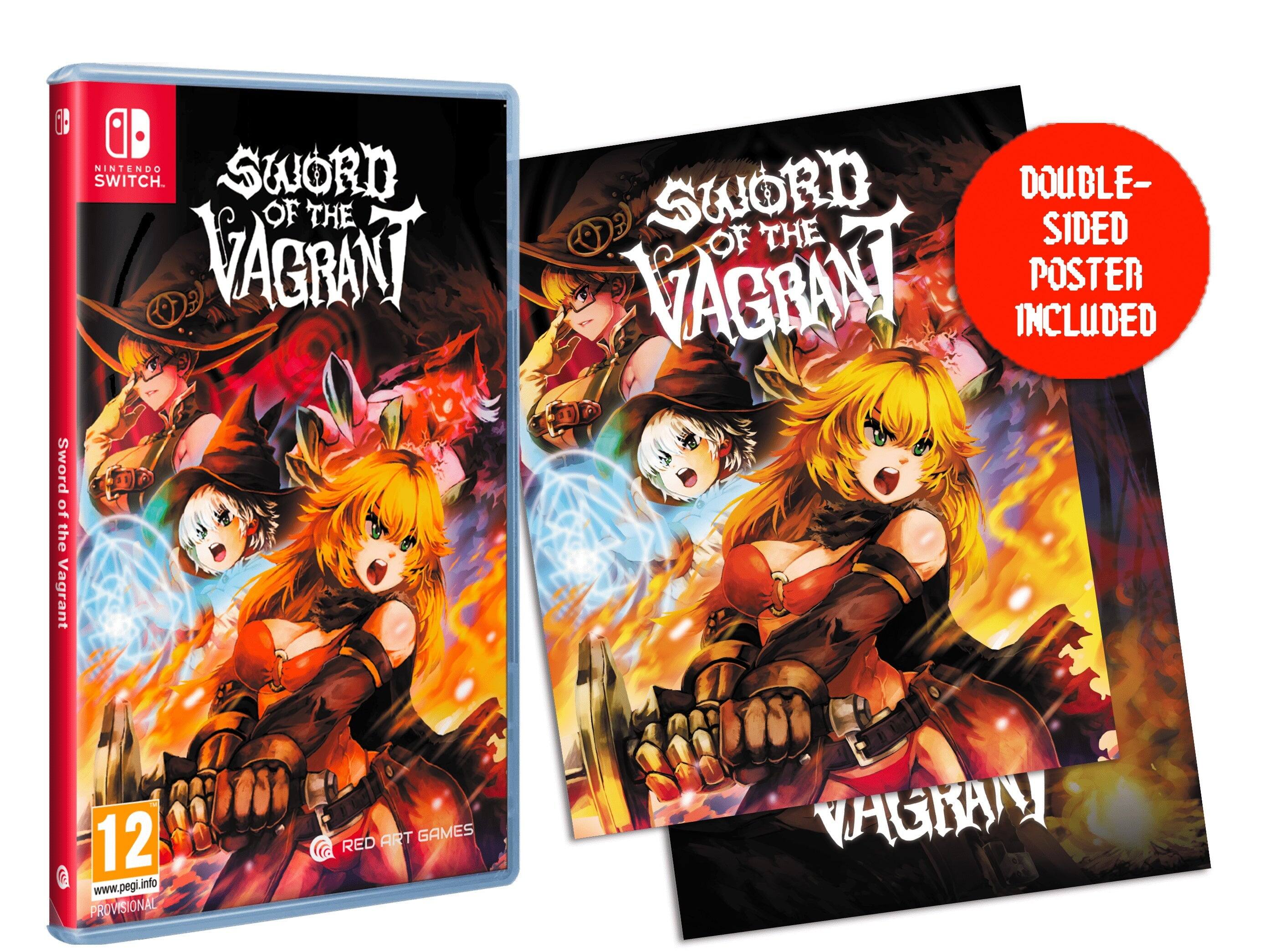 Nintendo Switch. Sword of the Vagrant. Sword of the Vagrant. Double-Sided Poster Included. 12. www.pegi.info. Provisional. Red Art Games.