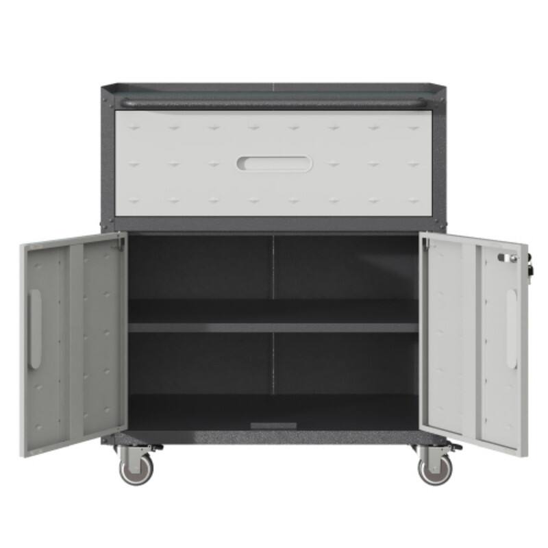 Alt View 1. ALEXOUN - Sturdy & Simple Metal Tool Cabinet with Wheels,1 Drawer & 2 Locking Doors,Easy-to-Use Rolling Storage for Garage,Office - Gray.