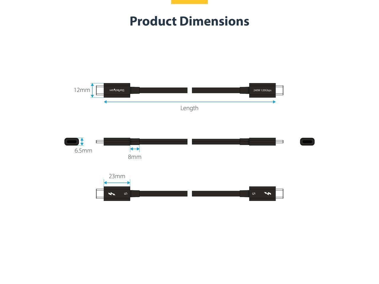 Product Dimensions  
12mm x 240W 120Gbps  
Length: 6.5mm, 8mm, 23mm
