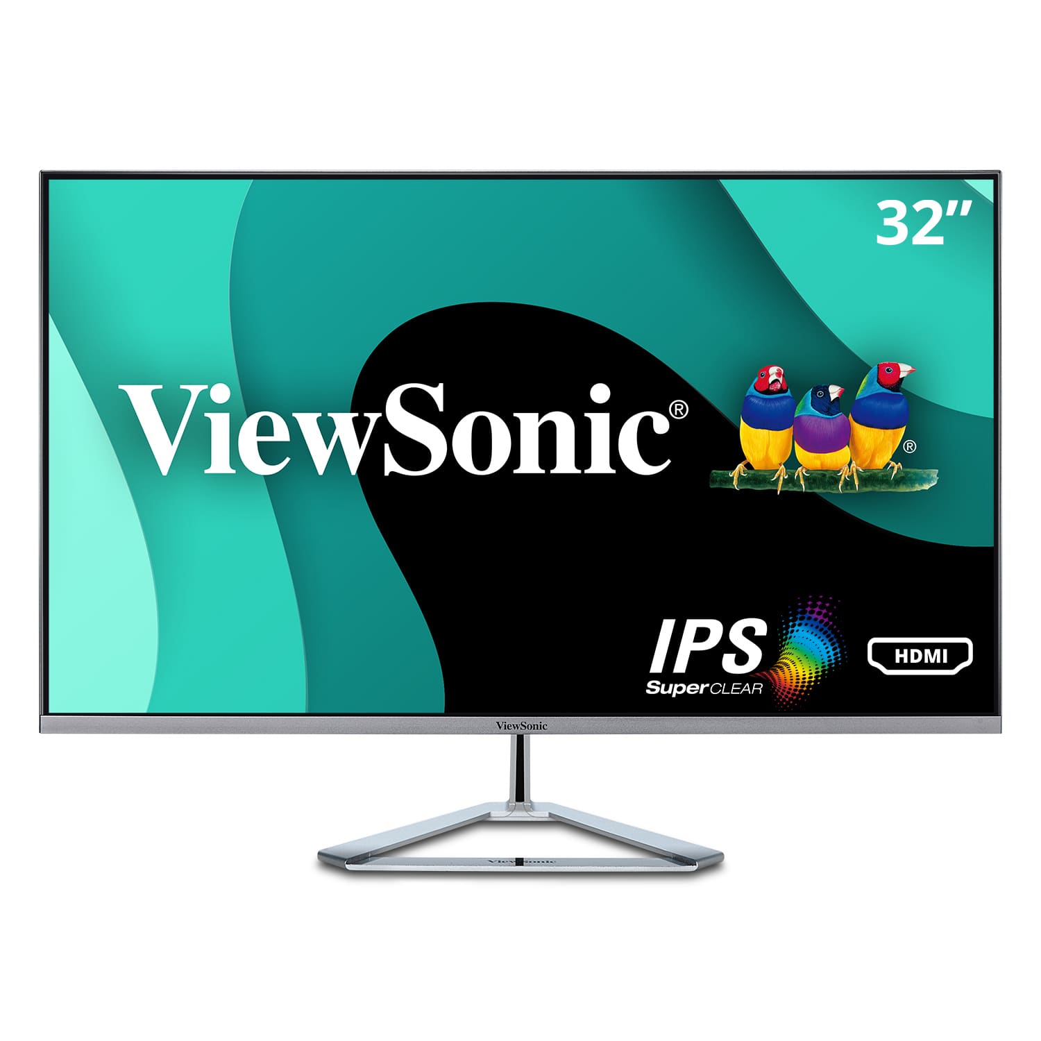 Front. ViewSonic - VX3276-MHD 31.5" IPS LCD FHD Monitor (DisplayPort VGA, HDMI) - Metallic Silver.