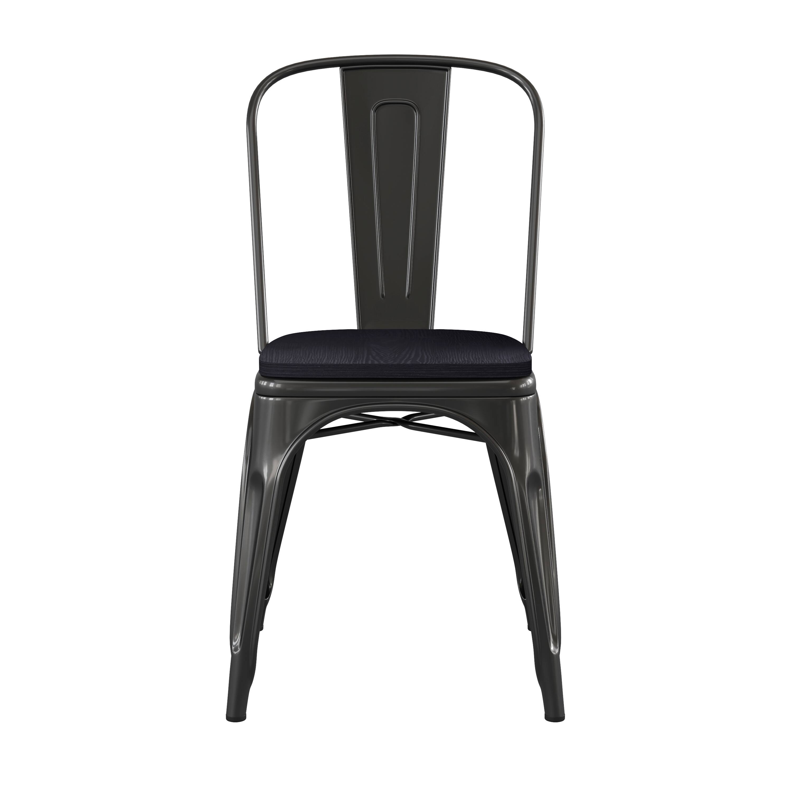 Alt View 10. Emma + Oliver - Perth Metal Stacking Dining Chairs with Poly Resin Seats for Indoor/Outdoor Use - Black Seat/Black Frame.