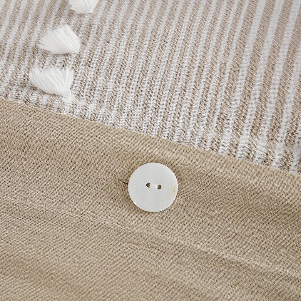 Alt View 4. Gracie Mills - Gracie Mills Randall 3-Piece Chic Farmhouse Chenille Stripe Cotton Duvet Cover Set - Taupe.