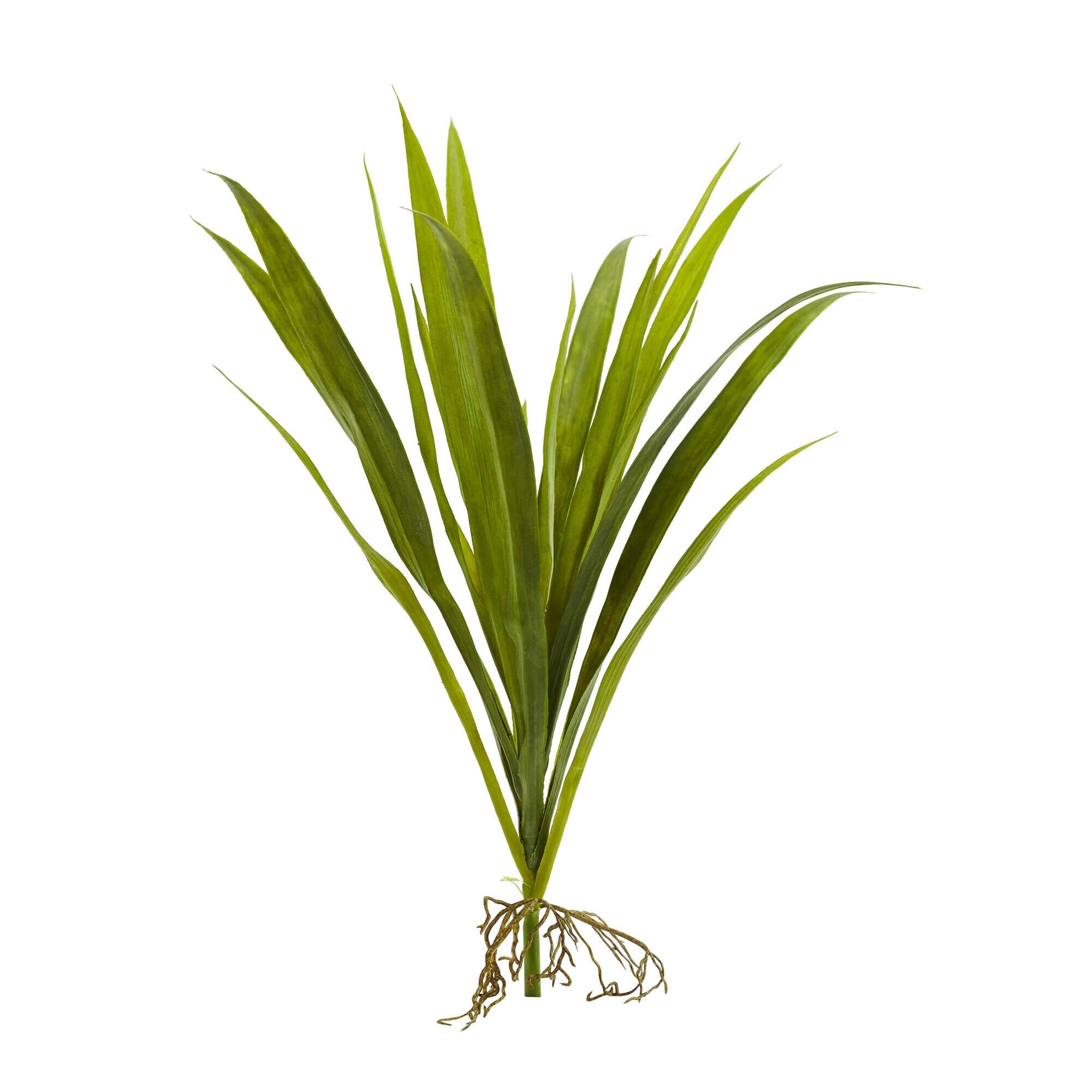 Front. BreeBe - 15" Grass Artificial Plant (Set of 6) - Green.