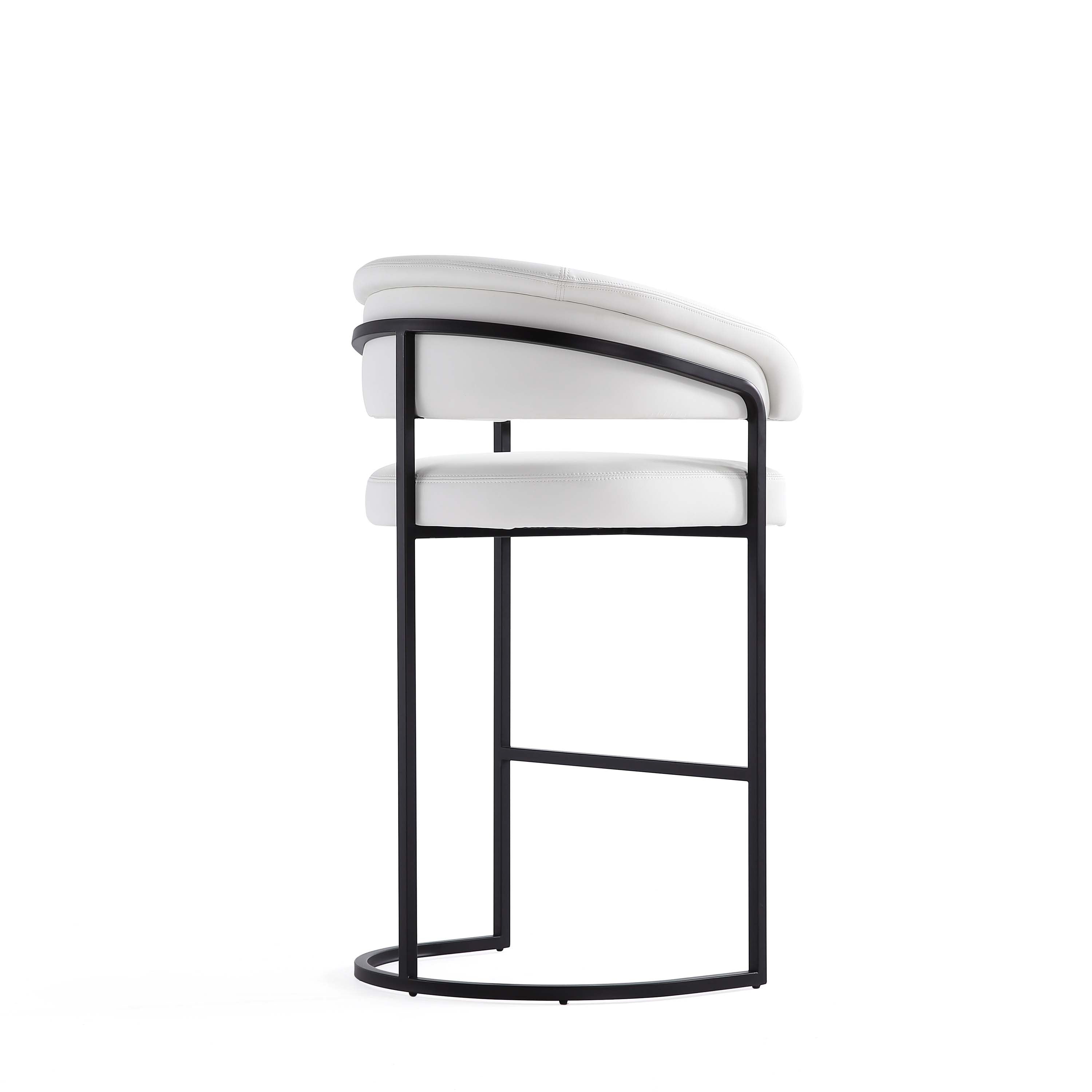 Alt View 4. Manhattan Comfort - Augusta Modern Metal Upholstered Barstool - White.