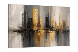 FC Design - Large Canvas 24x36" Abstract Urban Skyline Art Painting Modern Contemporary Wall Décor - MultiColor
