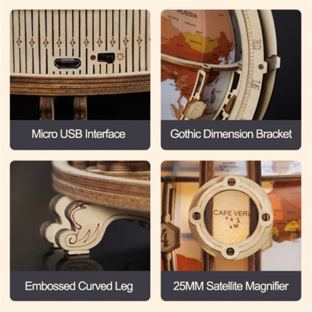 - Micro USB Interface
- Gothic Dimension Bracket
- Embossed Curved Leg
- 25MM Satellite Magnifier