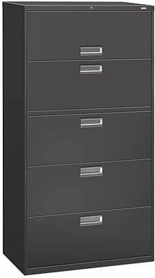 Alt View 1. HON - Brigade 600 Series Lateral File Cabinet, A4/Legal/Letter, 5-Drawer, 19 1/4"D - Charcoal.