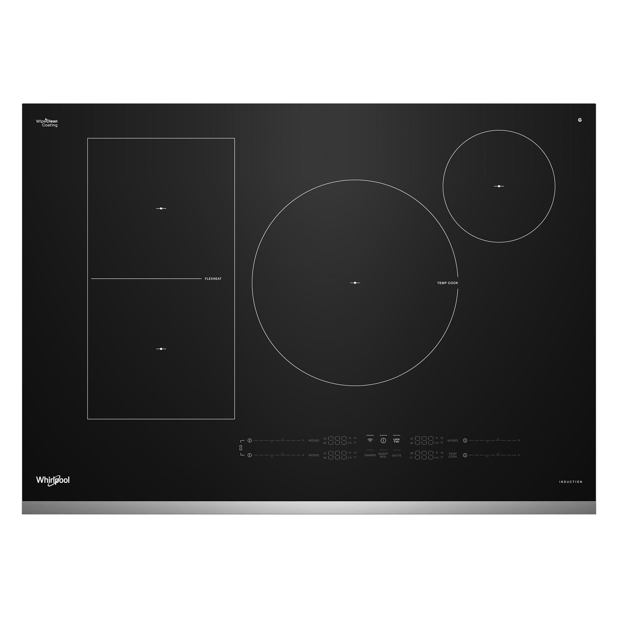 Whirlpool - 30" Electric Induction Cooktop with Temp Cook Technology and WipeClean Coating - Stainless Steel - Front_Zoom