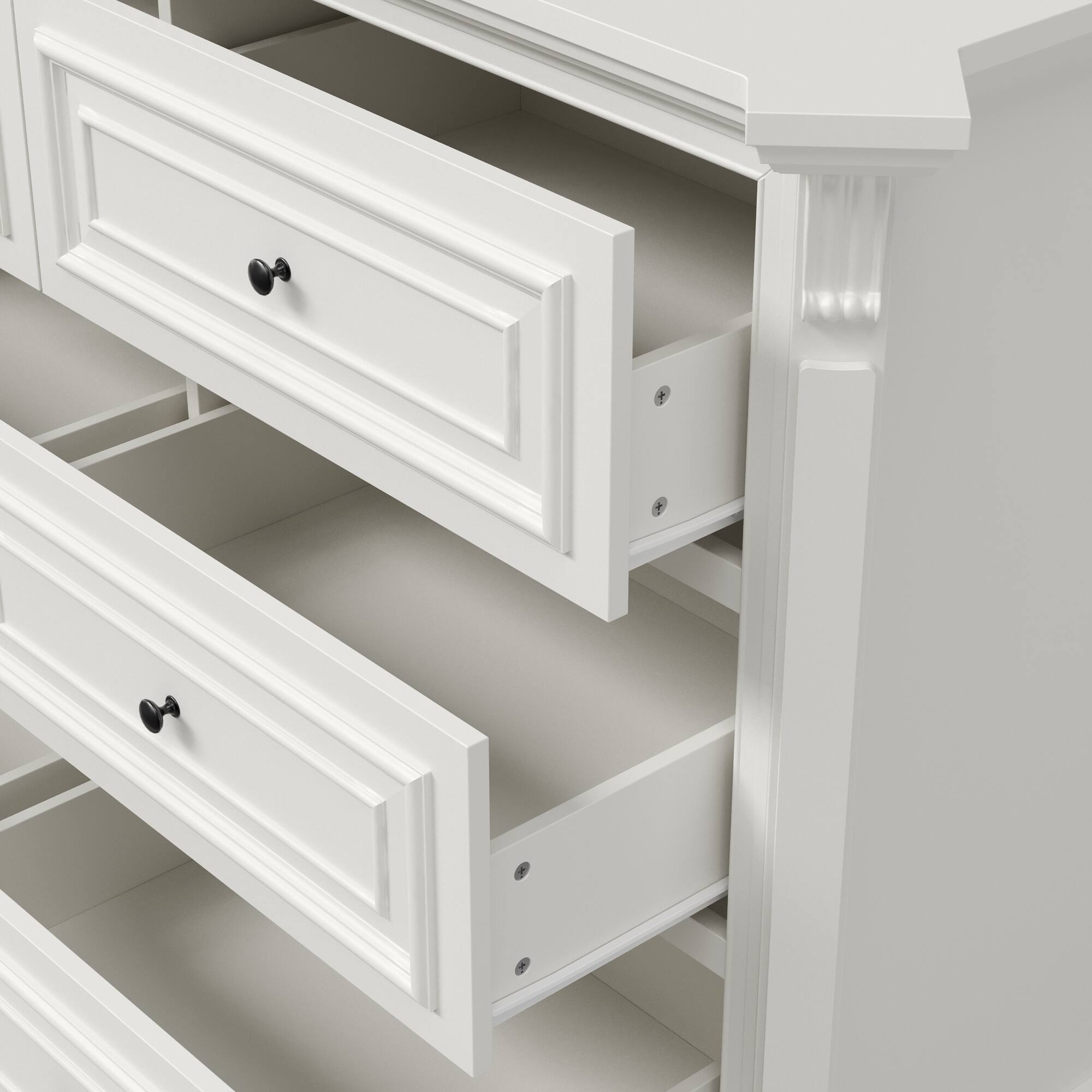 Alt View 8. Famapy - 6-drawer dresser, bedroom dresser, wide chest of drawers, storage dresser, European-style furniture, quiet-glide slides - White.