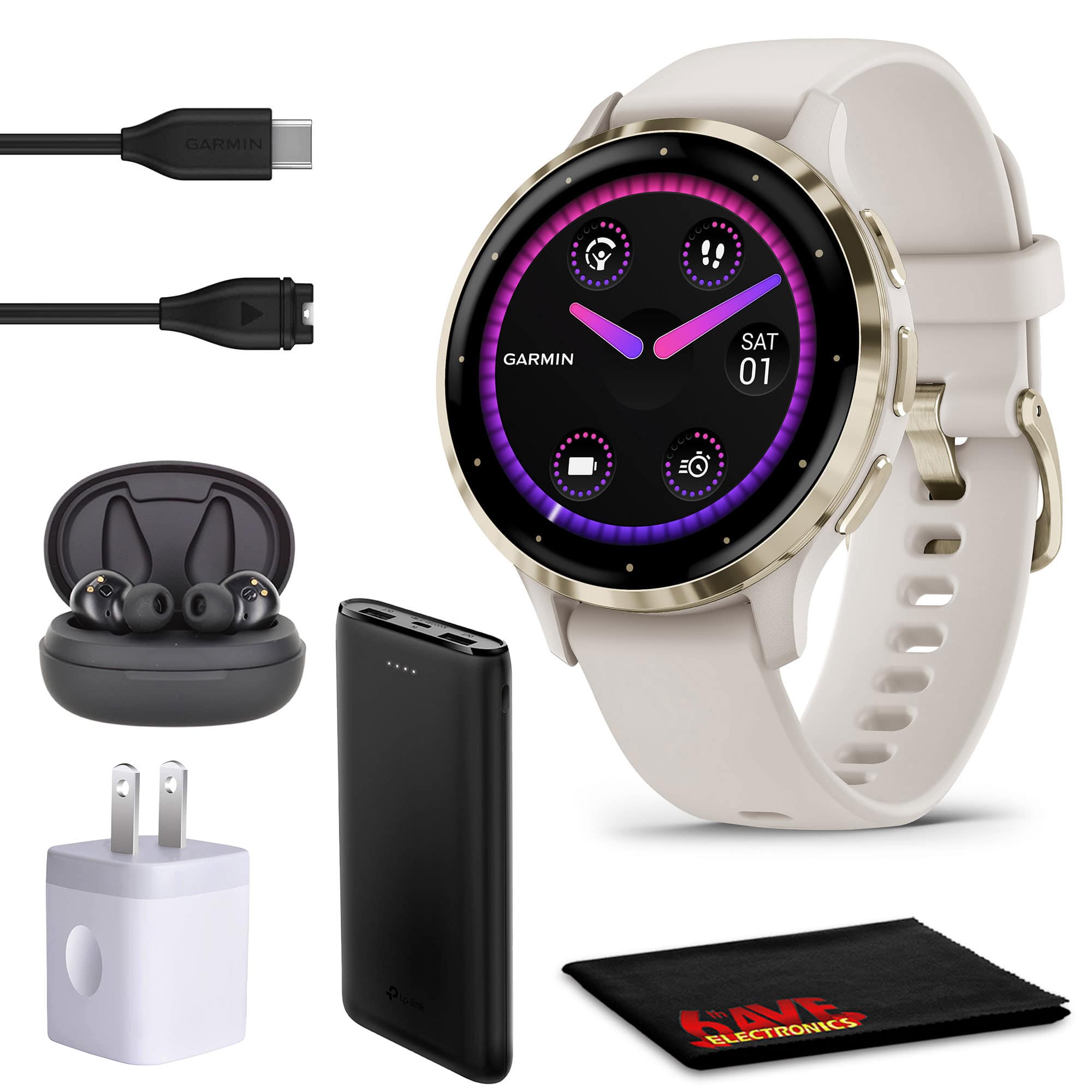 Garmin - Venu 3S Advanced Fitness & Health Tracker Smart Watch - Ivory Case - Off-White - (2023)